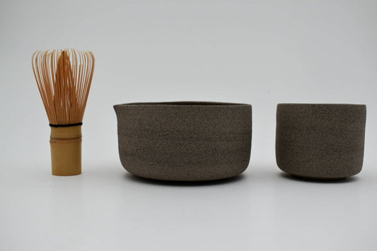 handcrafted matcha set: ceramic cup + bowl + whisk